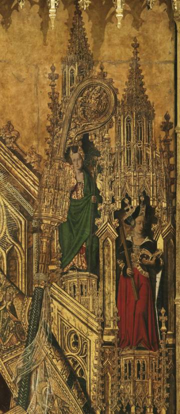 Detalle del báculo del Santo Domingo de Silos entronizado como obispo (hacia 1474-1477).