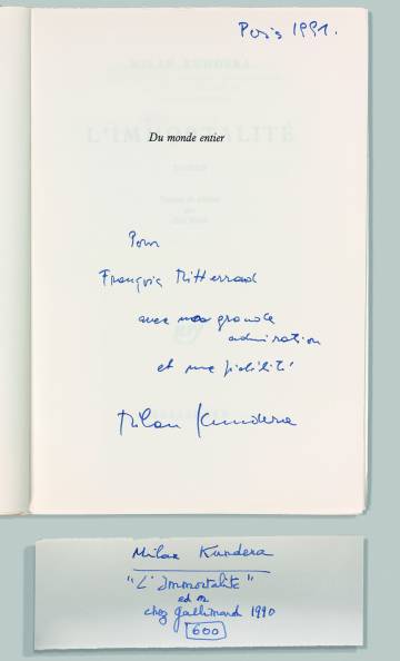Dedicatoria para Mitterand de Milan Kundera.