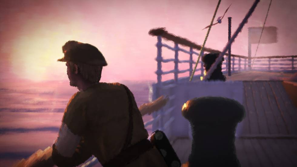 El personaje de Harry en el videojuego '11-11. Memories retold', con su característica paleta cromática rosada.