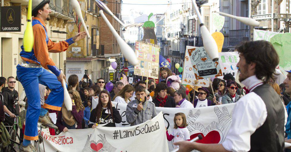 Manifestación en Málaga, en 2015, a favor de La Casa Invisible.