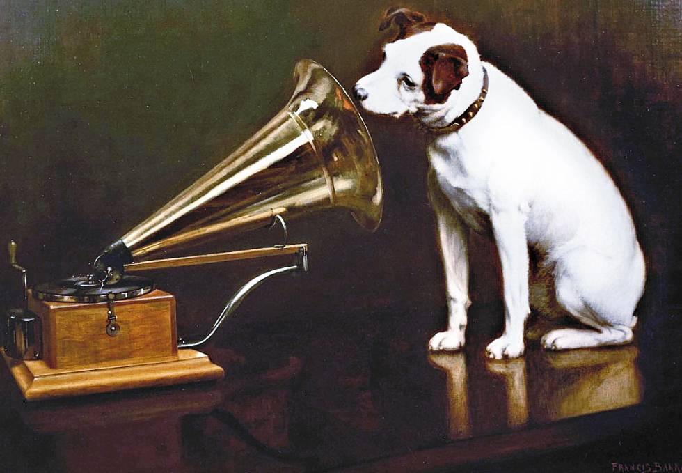 Cuadro de Francis Barraud que inspiró el logo de las tiendas HMV.