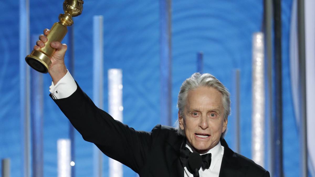 Michael Douglas, tras ganar el Globo de Oro al mejor actor de una serie musical o comedia por 'El método Kominsky'.