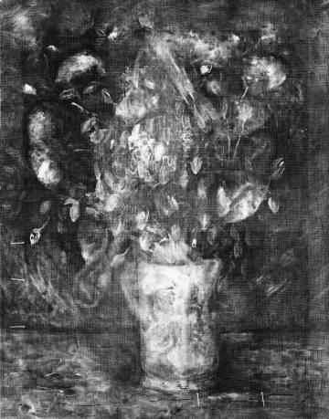 Fotografía cedida por el Museo de Arte Wadsworth Atheneum donde se muestra una imagen con rayos X para efectos de verificación de la obra 'Jarrón con amapolas'.