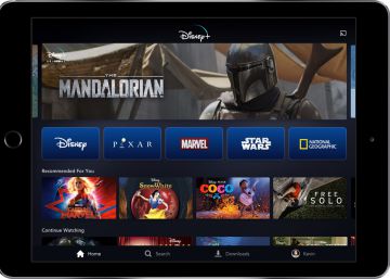 La plataforma de Disney + vista en una tableta.