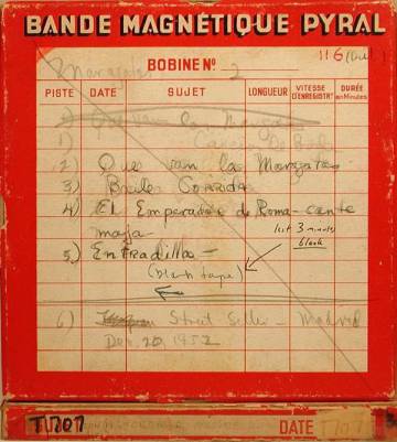 Cintas magnéticas del viaje español del folclorista Alan Lomax, de 1952.