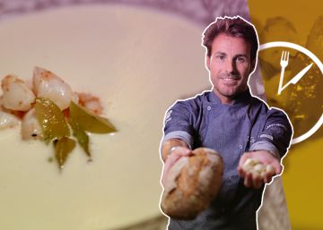 Ajoblanco con gambas confitadas