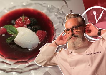 Infusión de frutos rojos y helado de leche fresca
