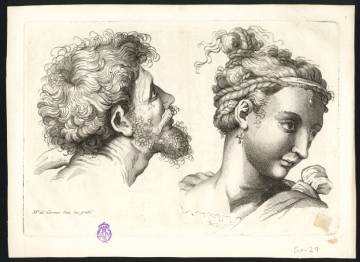 'Cabezas de las obras del Rafael de Urbino', lámina de la cartilla de María del Carmen Saiz.