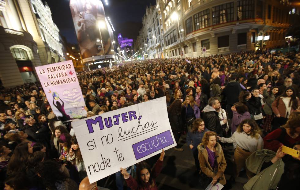 Manifestación feminista en Madrid el 8 de marzo de 2019.