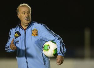 Del Bosque, en el entrenamiento de ayer.