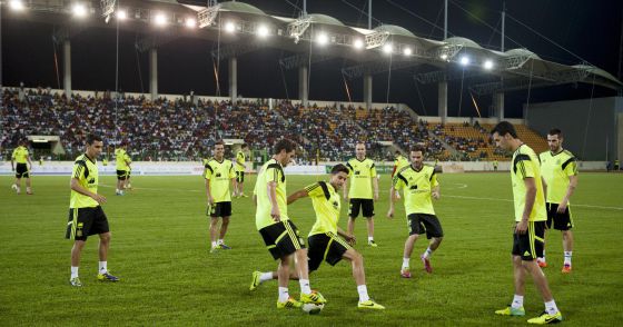 Entrenamiento de la selección española en Malabo