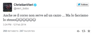 Mensaje publicado por Vieri en Twitter