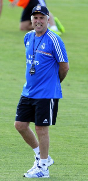 Ancelotti, durante un entrenamiento