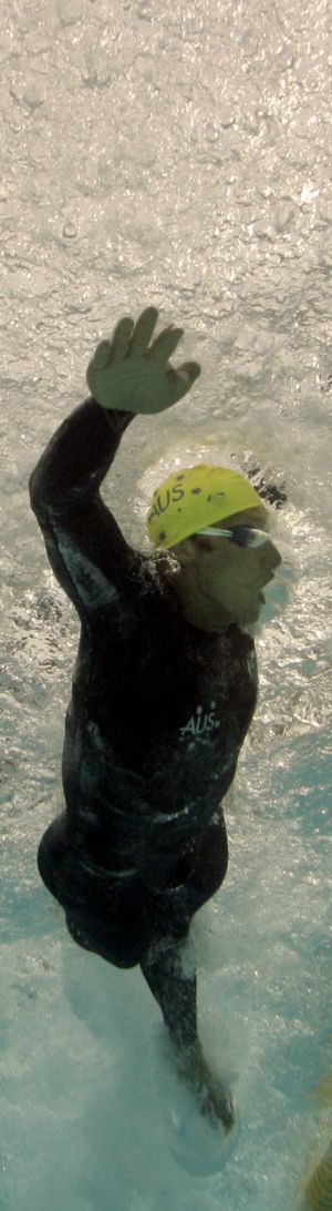 Thorpe en la prueba de 200 metros libres de los Juegos Olímpicos de Atenas 2004.