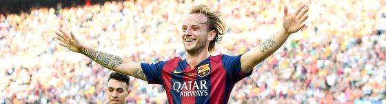 Rakitic celebra un gol amb el Barça