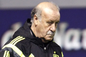 Del Bosque, durante un entrenamiento de la selección.