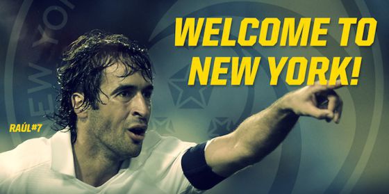 Mensaje de bienvenida del Cosmos a Raúl en la web del equipo.