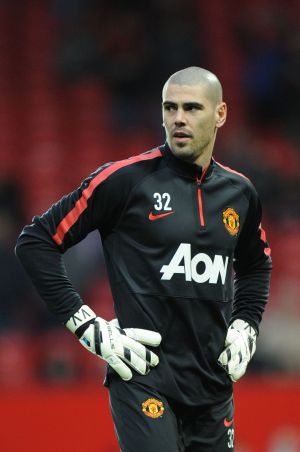 Víctor Valdés, durante un entrenamiento con el Manchester United
