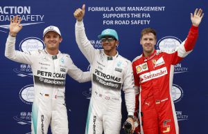 Rosberg, Hamilton i Vettel, la pole de Sepang
