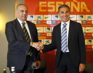 José Luis Sáez y Sergio Scariolo, en la presentación del técnico