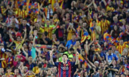 Messi celebra el primer gol del partido