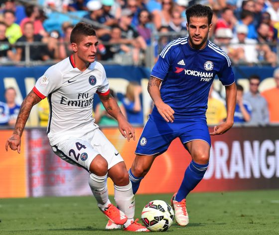 Verrati y Cesc, en el PSG-Chelsea, el sábado en Charlotte.