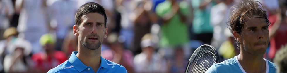 Djokovic y Nadal, a la conclusión del partido en Indian Wells.