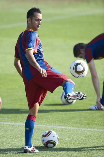 Vázquez en una práctica del Barcelona