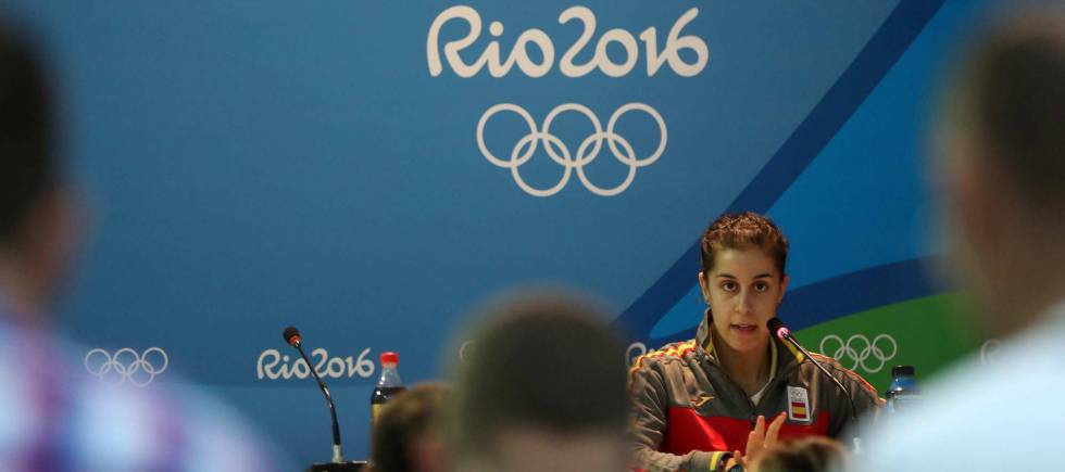 Carolina Marín, durante la rueda de prensa.