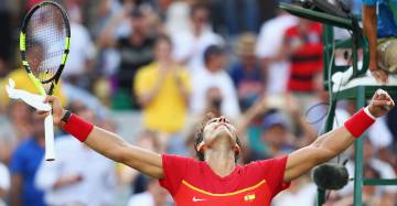 Nadal celebra su victoria.