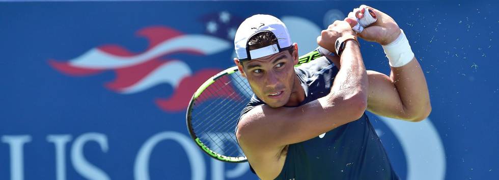 Rafa Nadal, durante un entrenamiento en Nueva York.
