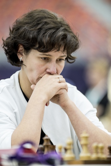 Dana Reizniece-Ozola, durante su partida de hoy contra la francesa Sophie Milliet