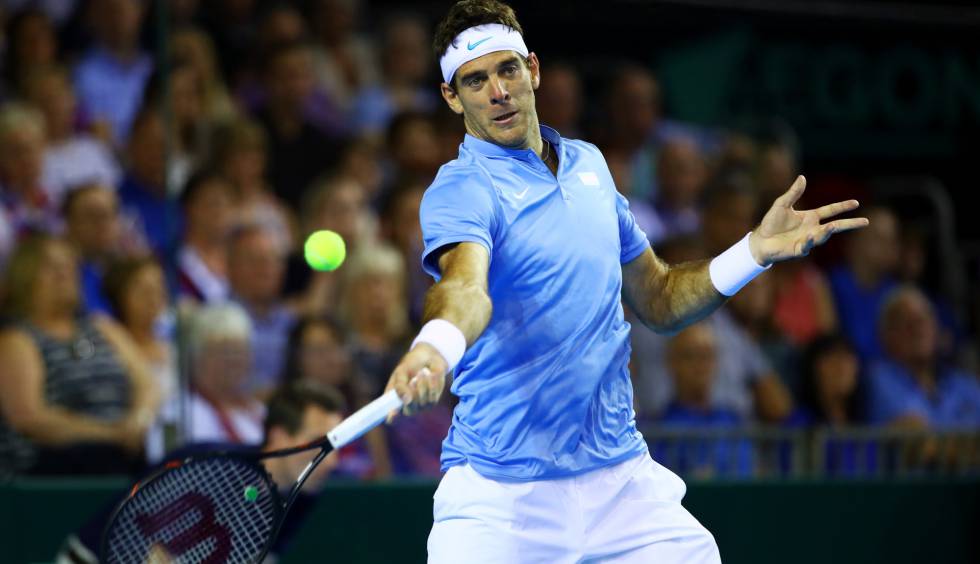 Juan Martín Del Potro durante su partido con Murray.