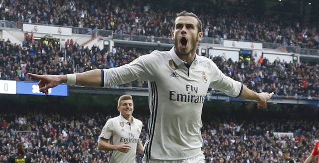 Bale celebra su gol, el segundo del Madrid.