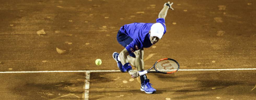 Nishikori, durante su partido ante Bellucci.