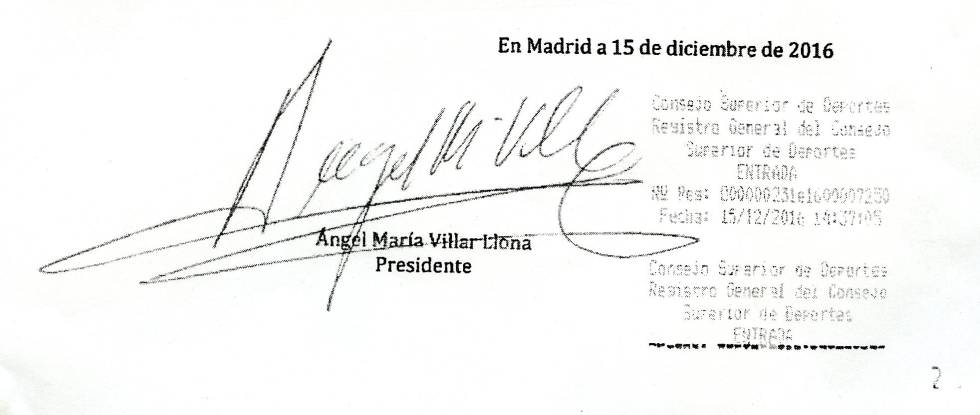 Firma verdadera de Villar.