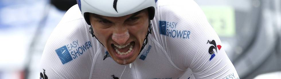 Alaphilippe, antes de cruzar la meta de la 4ª etapa.