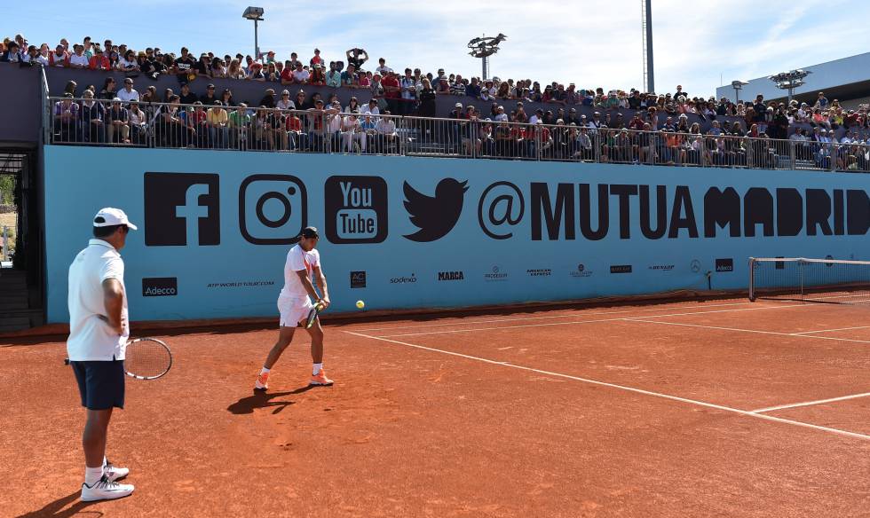 Nadal, durante su último entrenamiento en Madrid.