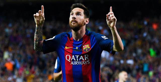 Messi celebra el primer gol del Barça.