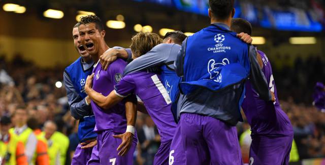 Cristiano celebra su segundo gol a la Juve.