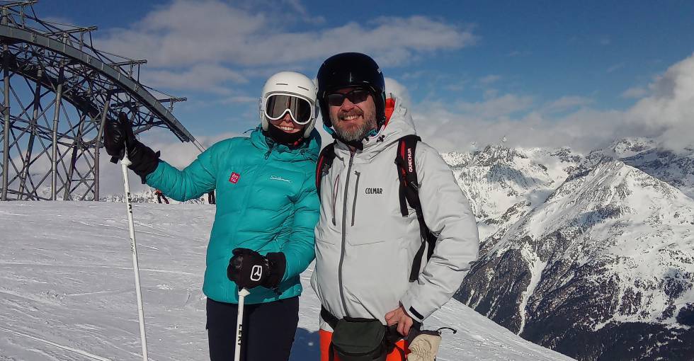 Nicole Jäger con el autor en el Gaislachkogl