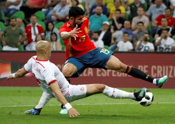 Diego Costa, en la jugada del gol de España.