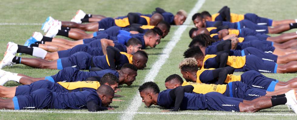 La selección de Panamá, durante un entrenamiento.