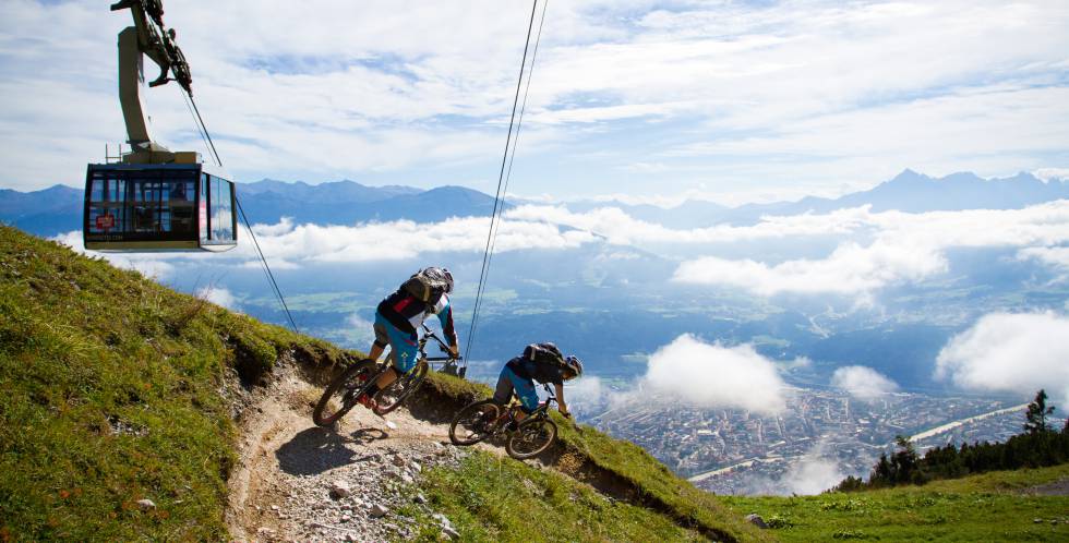 Descenso en Nordkette, con vistas a Innsbruck.