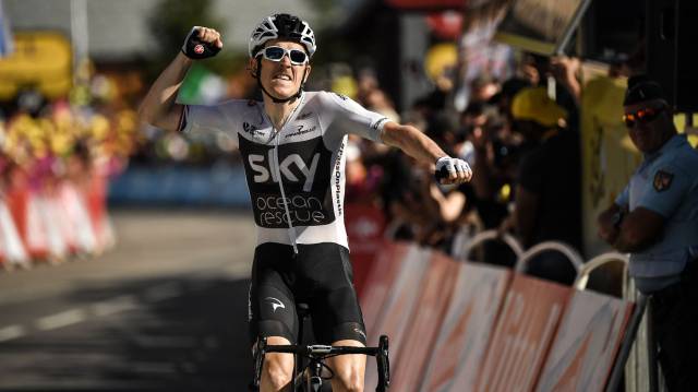 Geraint Thomas celebra su victoria.