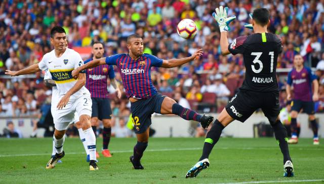 Rafinha, poco antes de obtener el tercer gol del Barça.