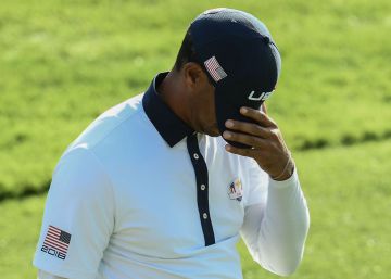 Tiger, Michael Jordan y una bandera de EE UU que está al revés