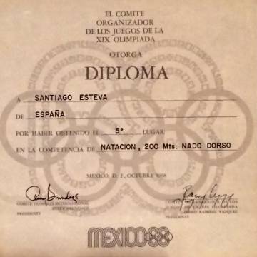 El diploma olímpico de Santiago Esteva logrado en 1968.