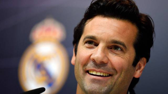Solari en su primera conferencia en el Real Madrid.