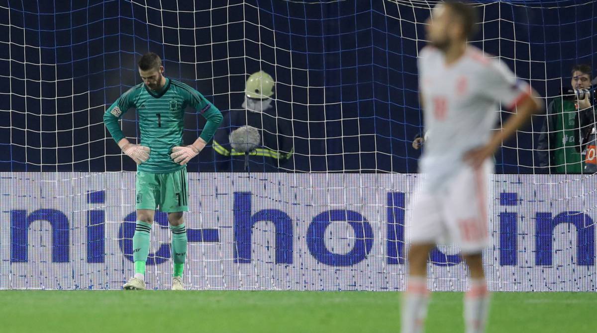De Gea durante el partido de España en Zagreb.
